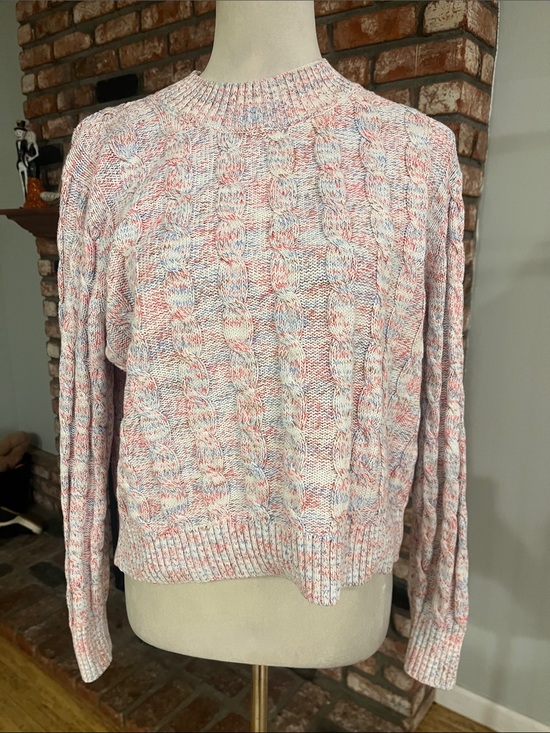 J. Crew Sweaters - J. Crew Multicolor Pink & Blue Cable Crewneck Sweater